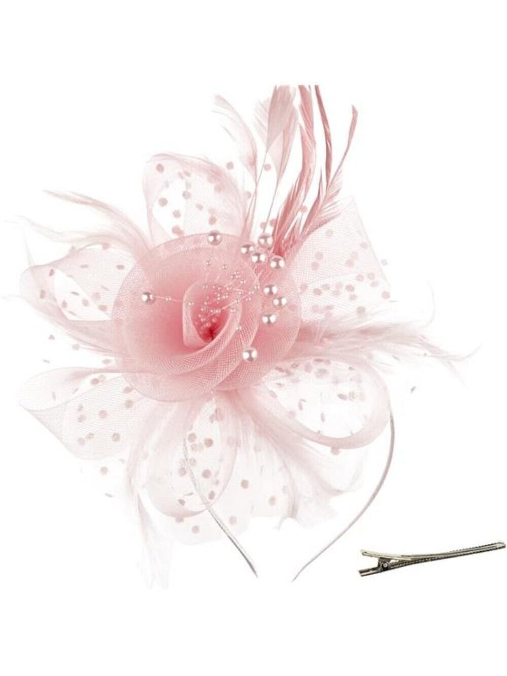 Fascinator Hat for Women Feather Mesh Tea Party Wedding Hair Clip Headband